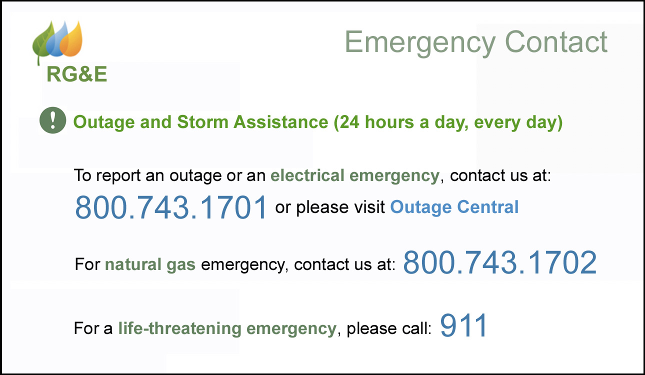 RG&E emergency contact information